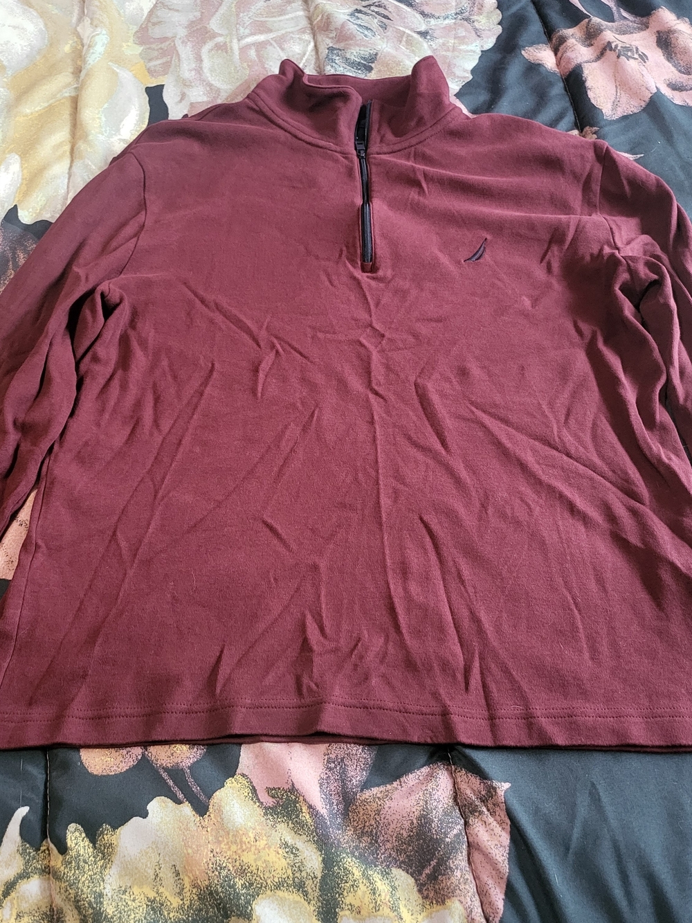 Nautica Men’s Quarter-Zip Pullover Sweater - Burgundy